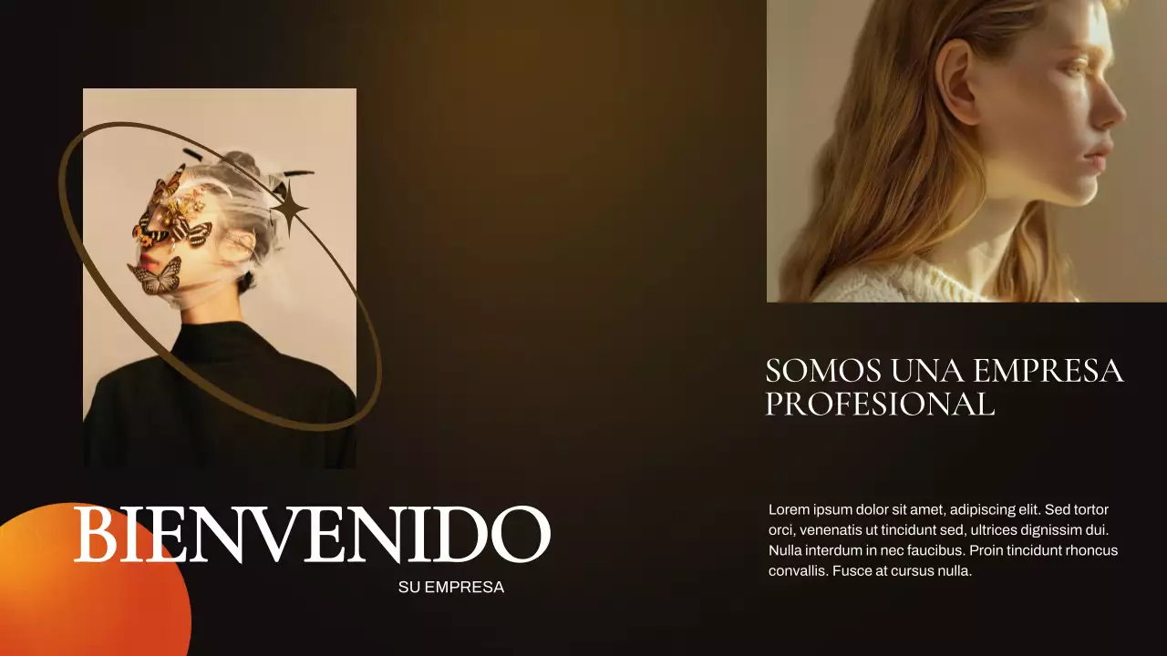 Presentación empresarial naranja y marrón