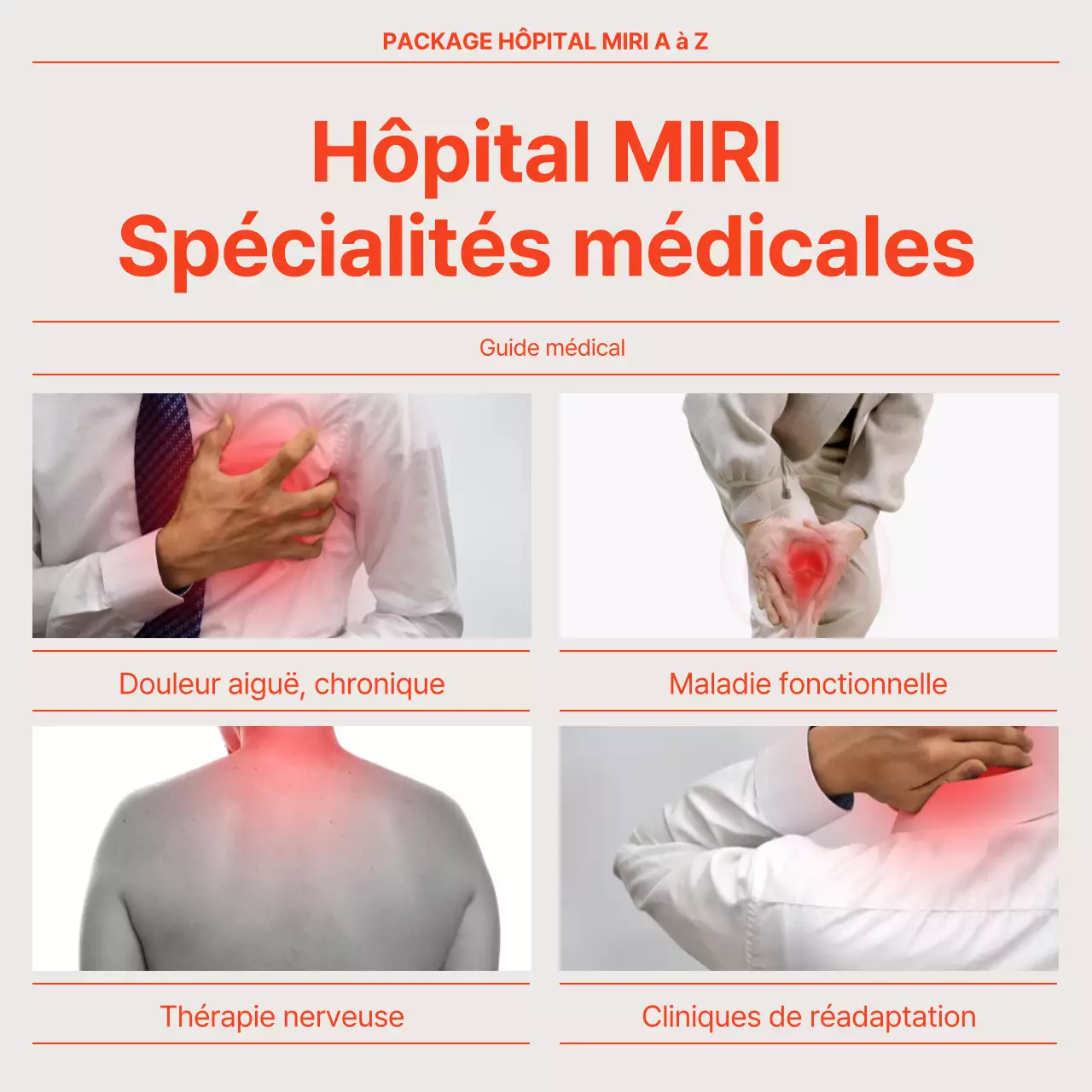 Prospectus d'hôpital rouge et moderne dans le style d'un journal