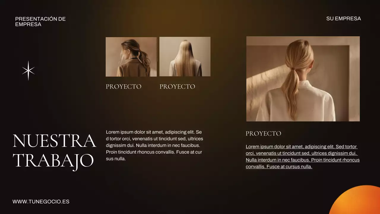 Presentación empresarial naranja y marrón