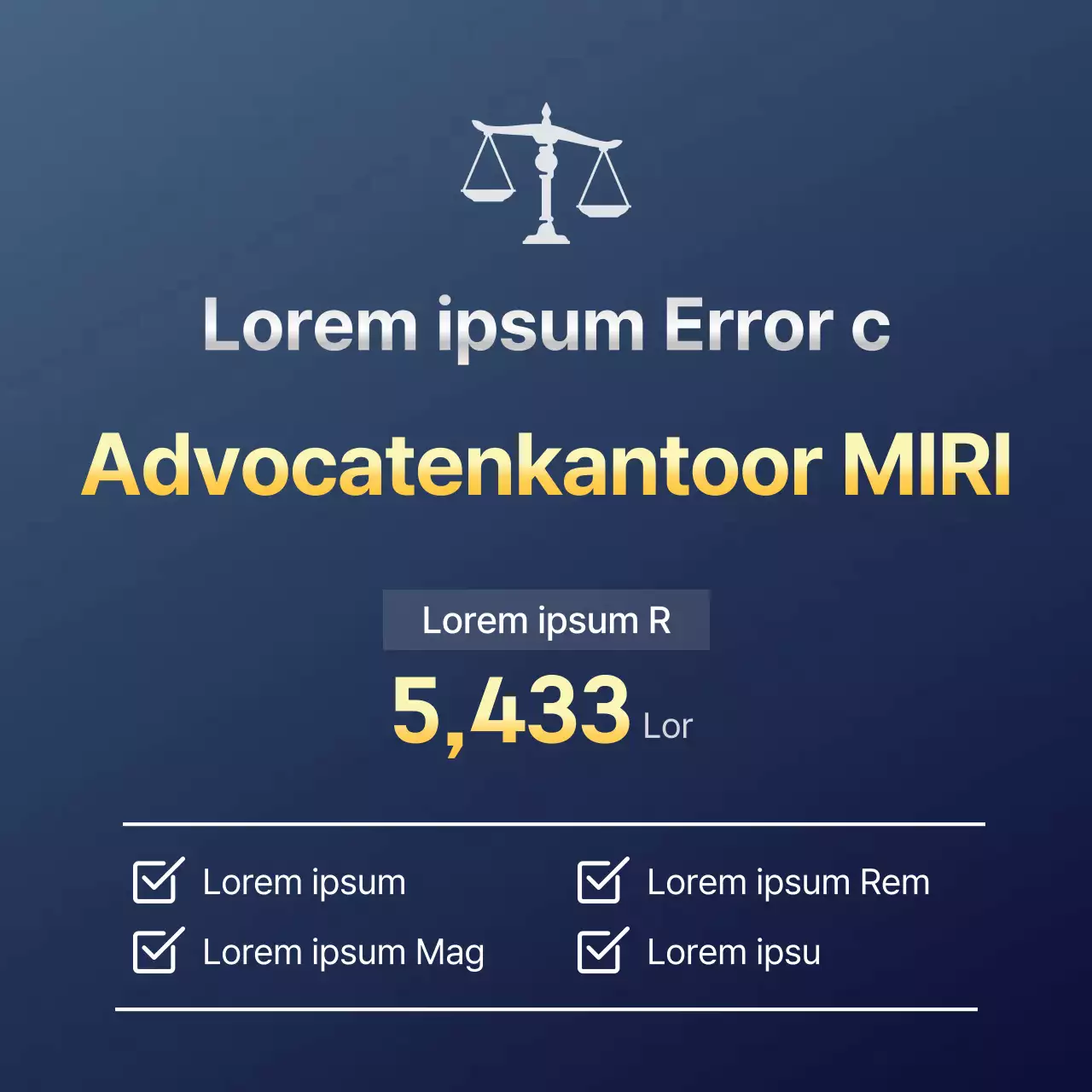 Een eenvoudig advocatenkantoor in marineblauw en goud