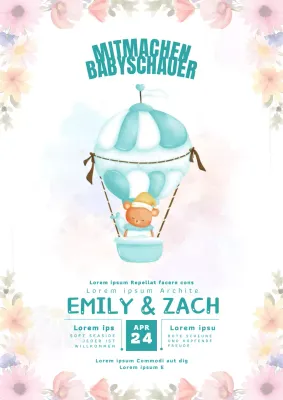 Himmelblau und Pfirsich Skurrile Einladung zur Babyparty