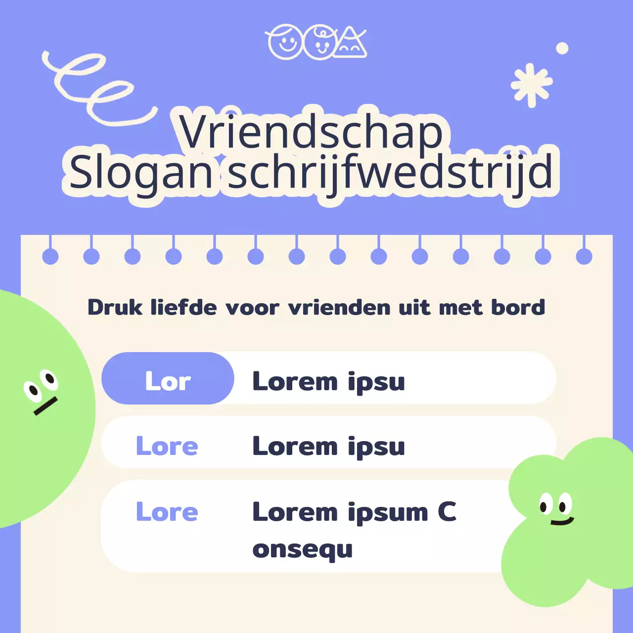 Promoot de paarse en chartreuse kleuren van de Love Your Friends-week