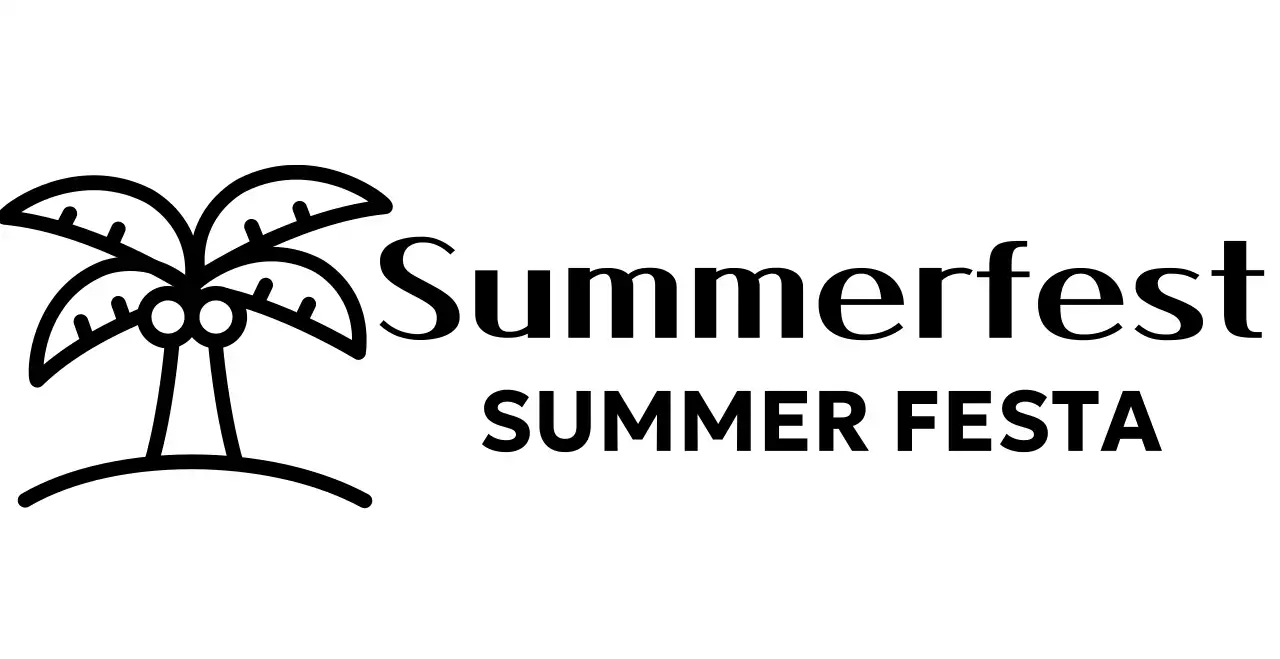 A cool summer festival celebration with palm tree illustrations