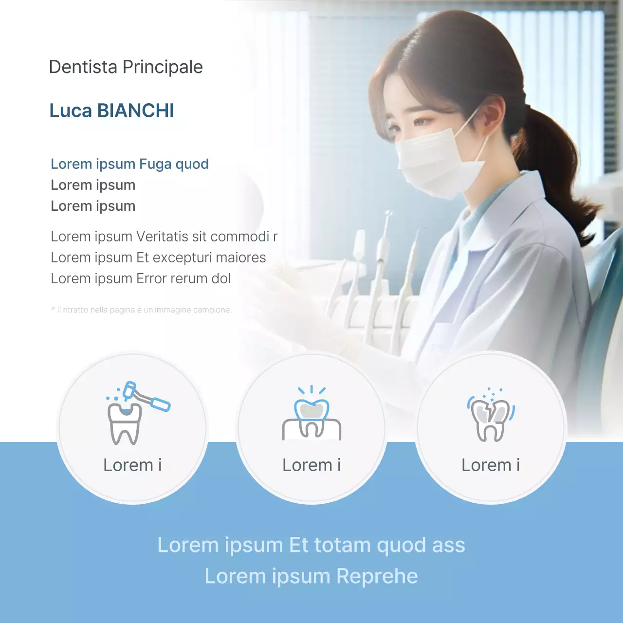 Promuovere l'introduzione di personale medico ospedaliero per promuovere l'odontoiatria semplice in bianco e azzurro