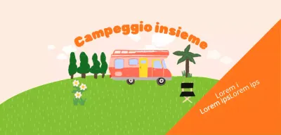 Campeggio luminoso e allegro con illustrazioni disegnate a mano