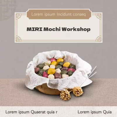 Werbung für eine Sammelbestellung von traditionellen Reiskuchen in Beige und Grau