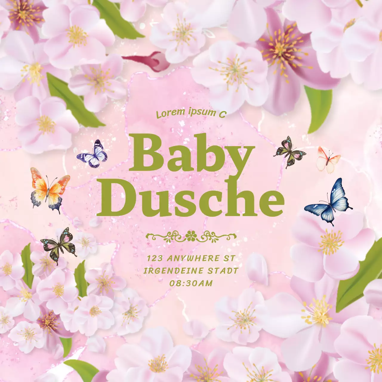 Elegante florale Babyparty-Einladung in Rosa und Grün