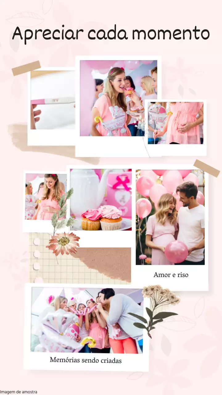 Memorando de celebração do momento da gravidez moderno em rosa e branco