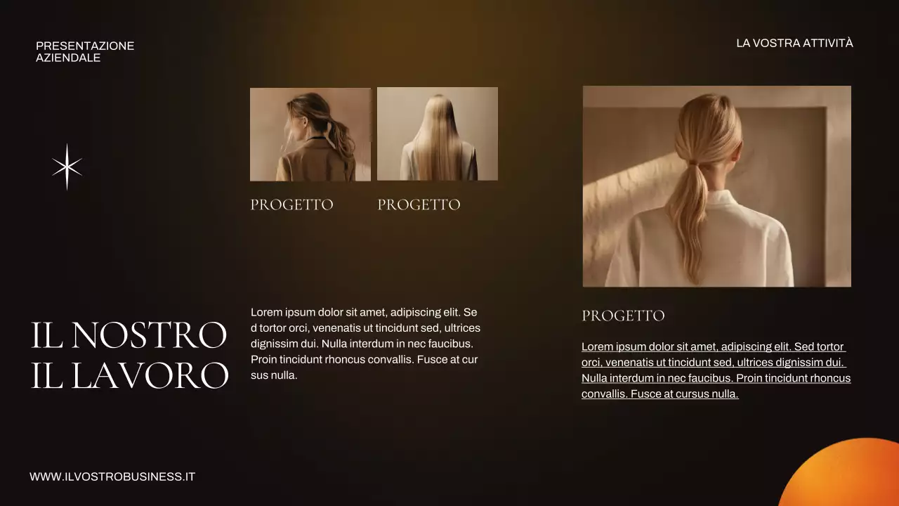 Presentazione aziendale arancione e marrone