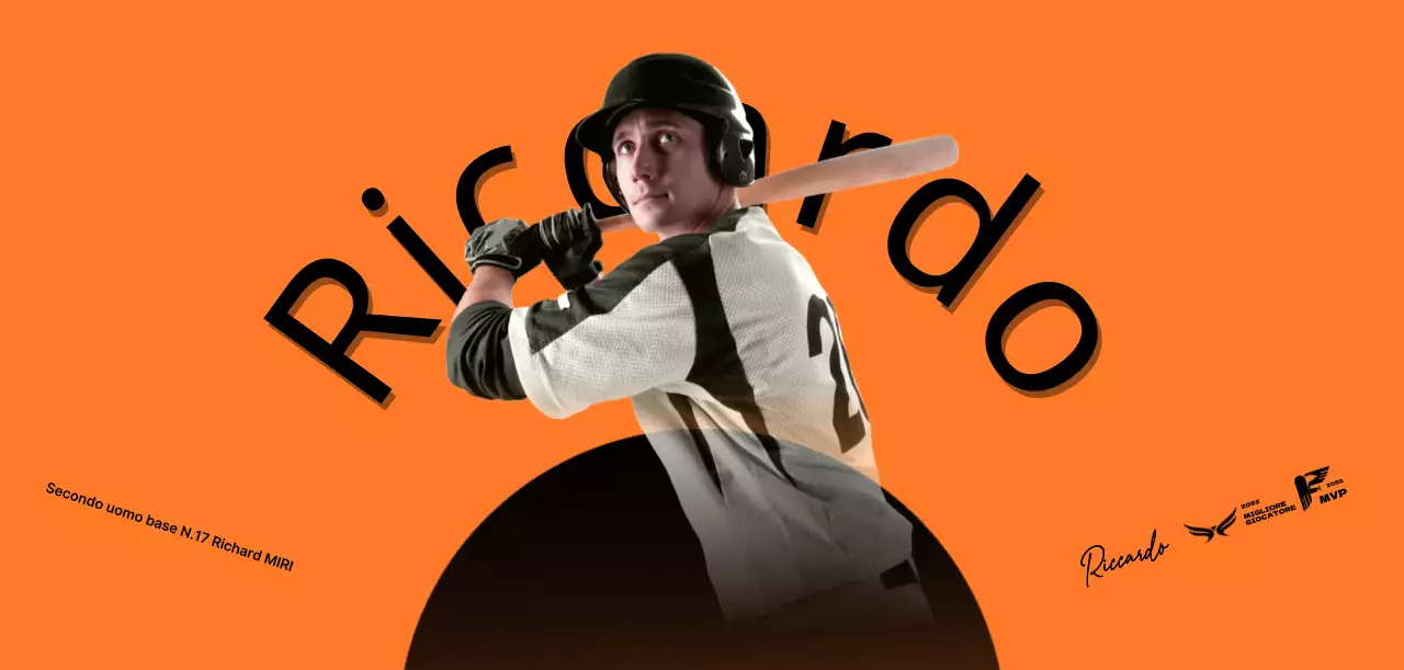 Design sportivo con titoli in grassetto e foto di giocatori