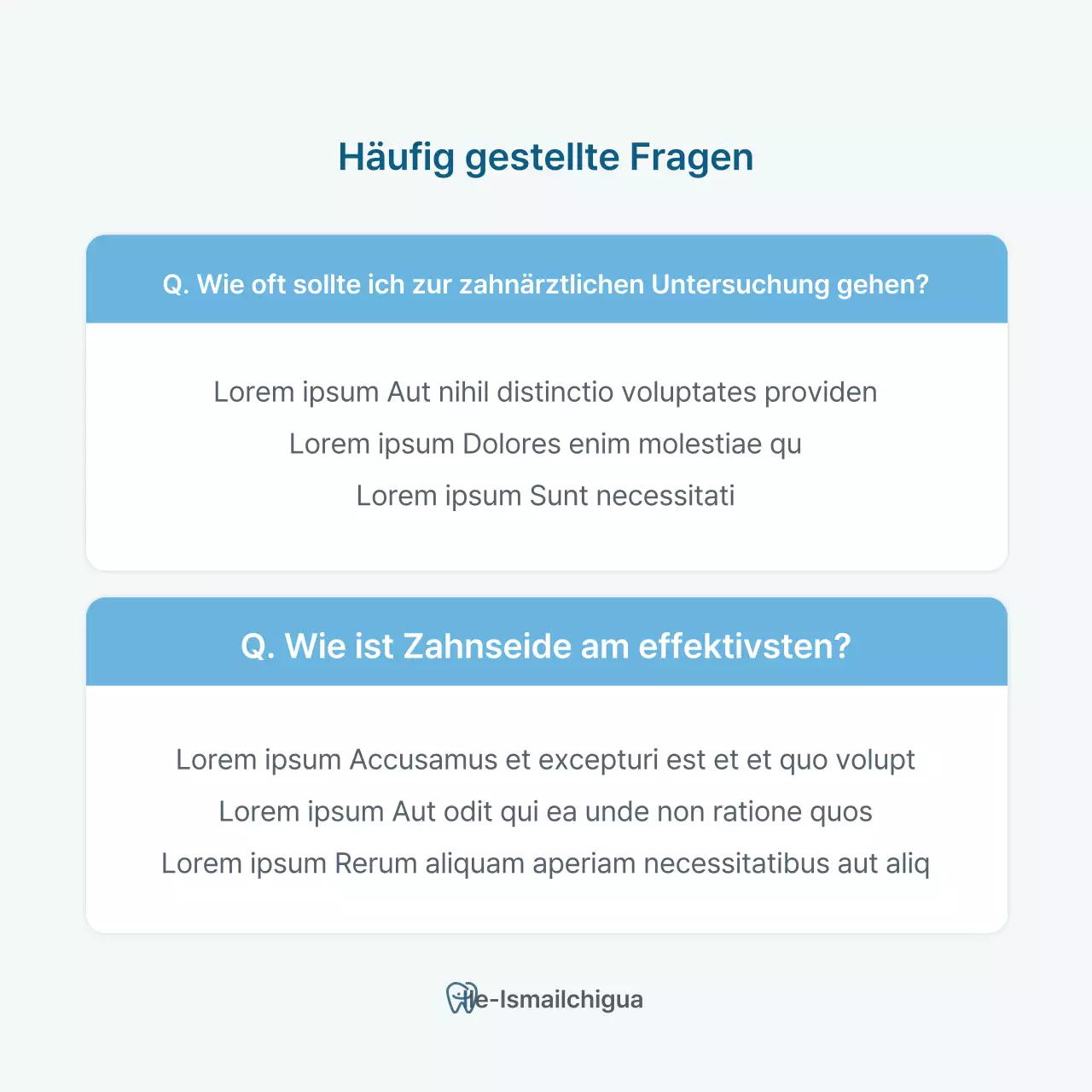 Ein einfaches weißes und hellblaues Social-Media-Kit für das Marketing einer Zahnarztpraxis, um für die Praxis zu werben.