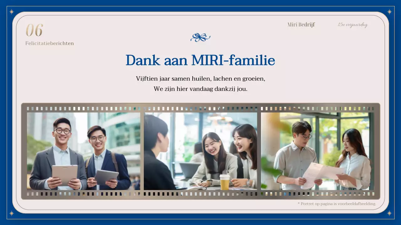 Aankondiging van een luxueus bedrijfsjubileumfeest in marineblauw en goud