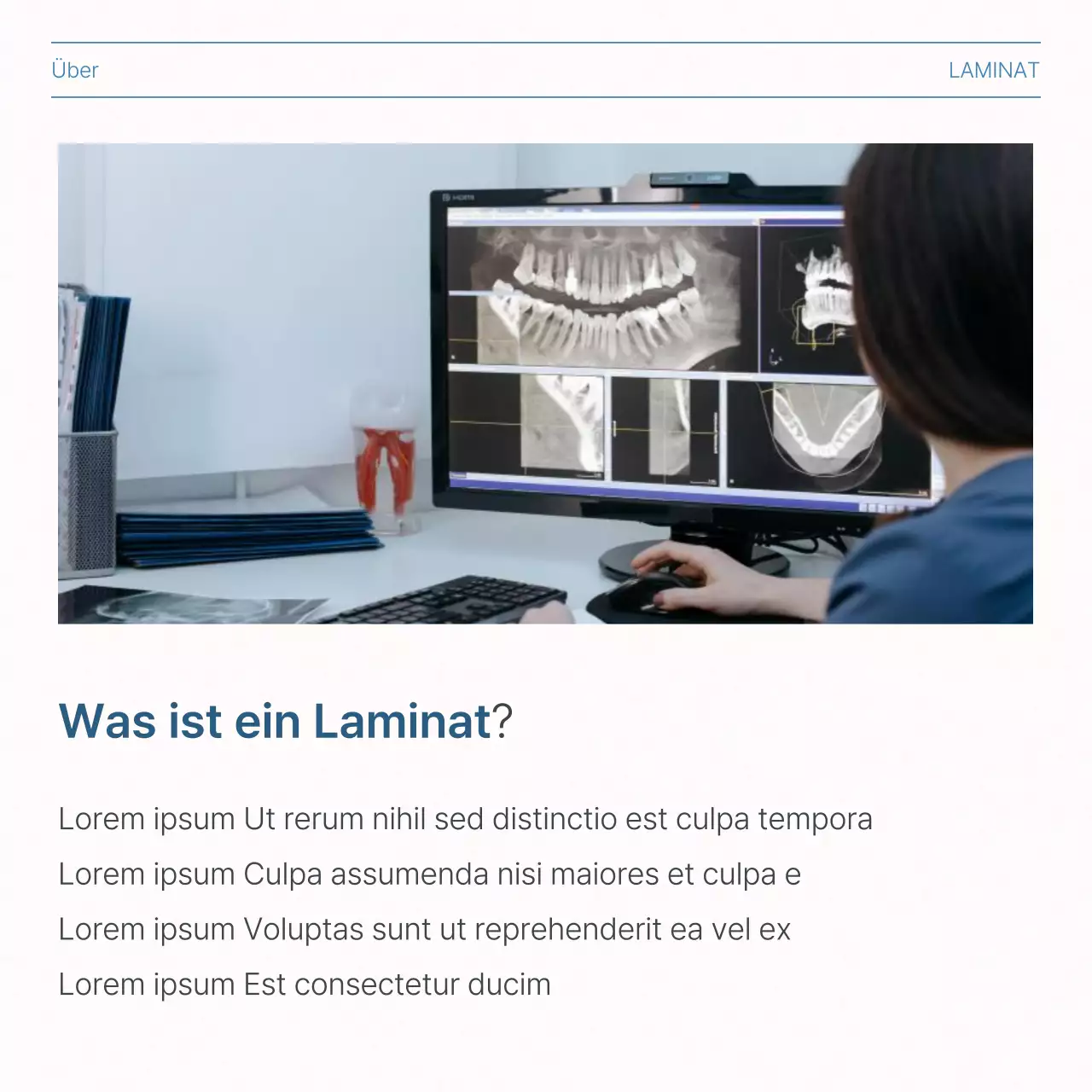 Einfache Zahnheilkunde in Weiß und Hellblau als Werbung für den Leitfaden für Krankenhausverfahren