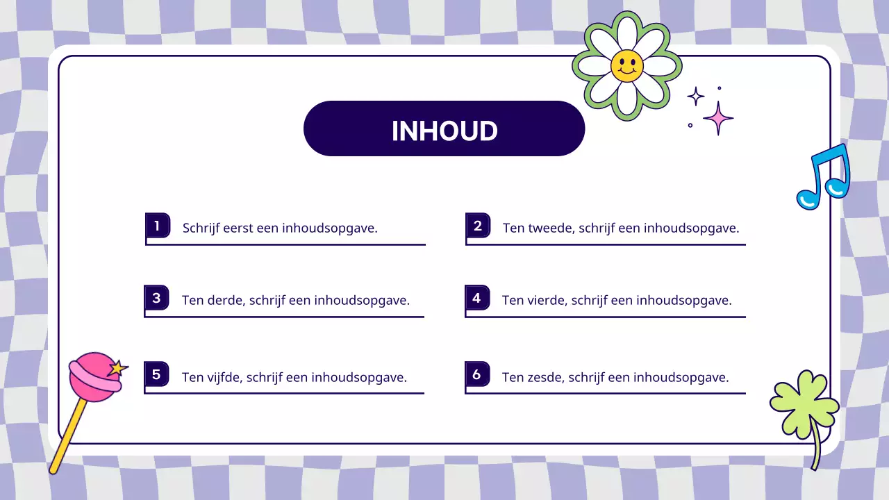 Prospectus met kitscherige paarse en gele stickers