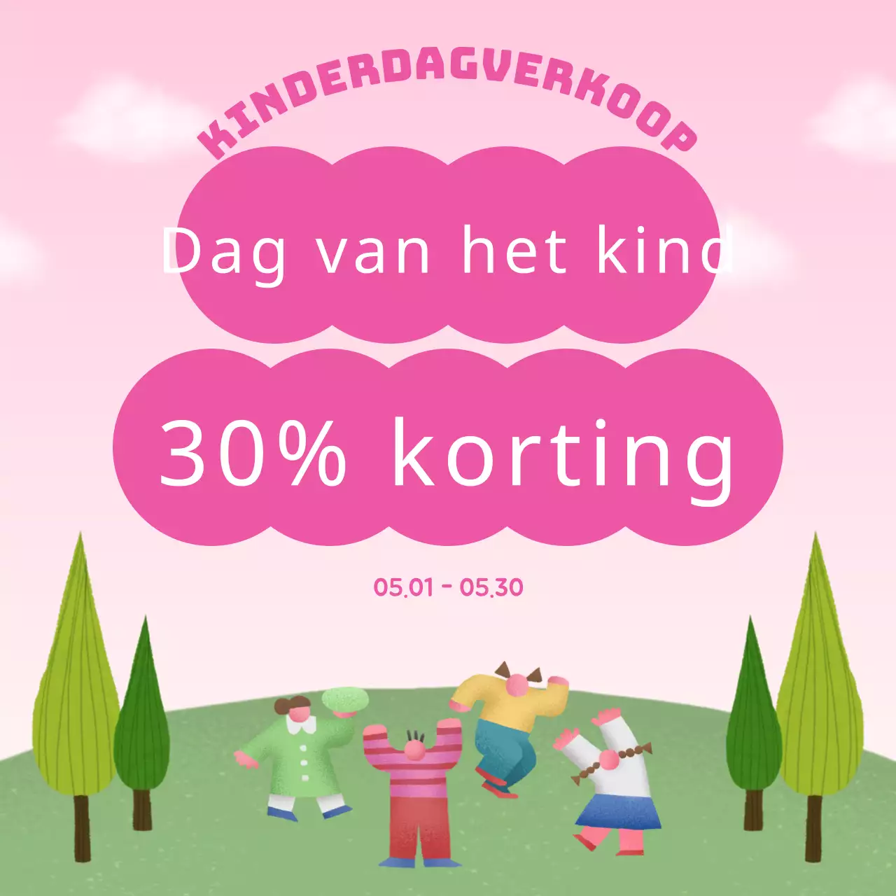Promoot een roze en witte kinderdag