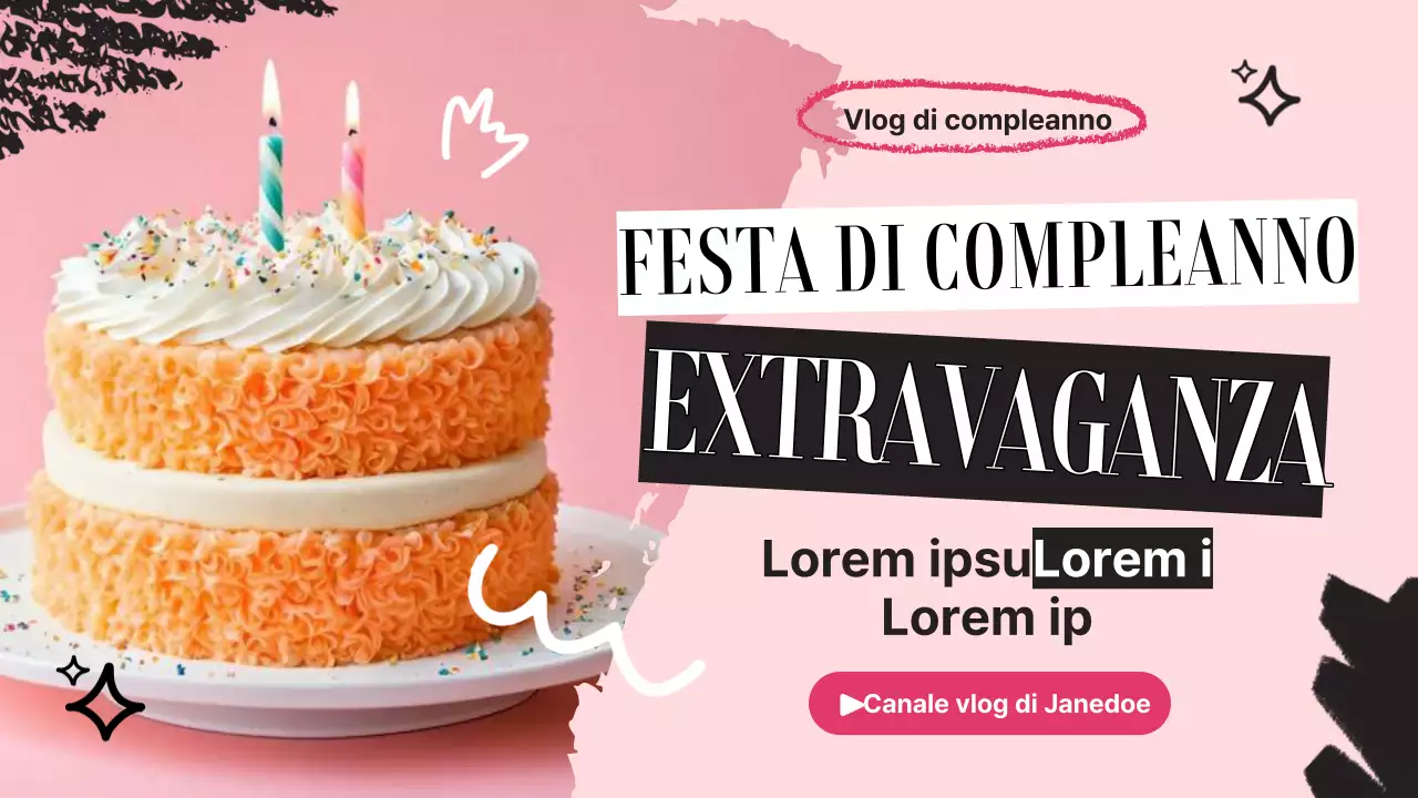 Rosa, nero, moderno, festa di compleanno, stravaganza di compleanno Vlog di compleanno