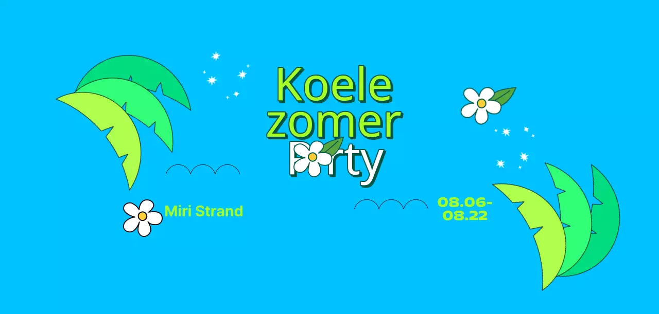Een koel en verfrissend zomerfestival met palmbomen en bloemen