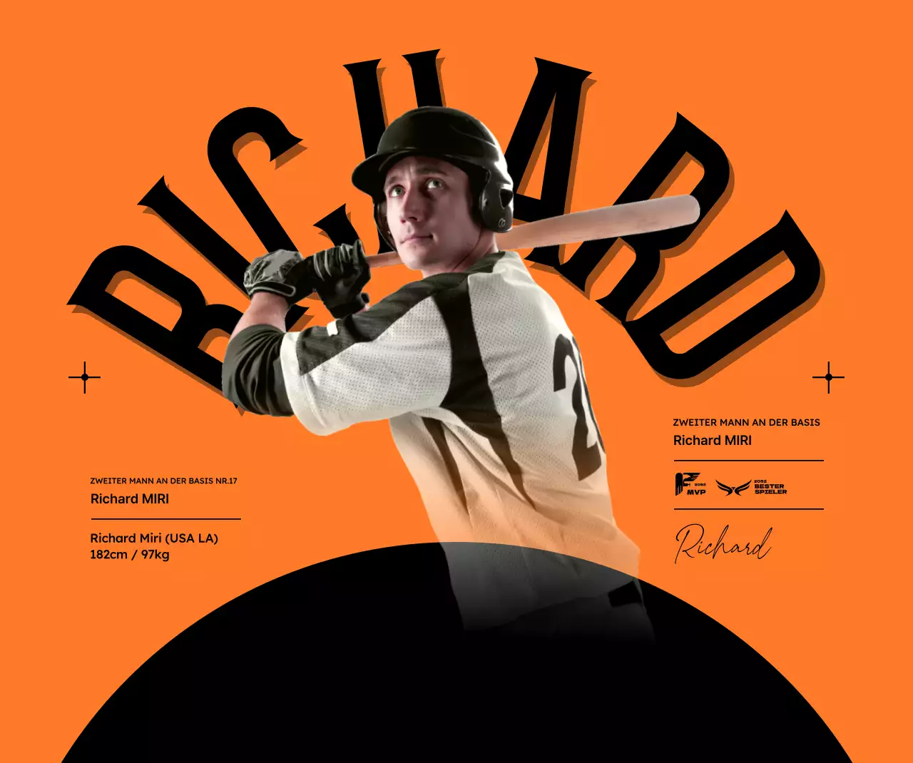 Sportliches Design mit fetten Titeln und Spielerfotos