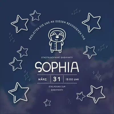 Blaue und weiße verspielte Doodle Baby Shower Einladung