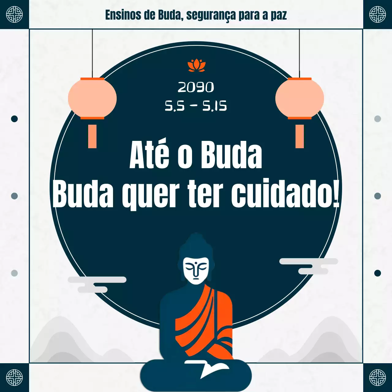 Promoção tradicional de prevenção de incêndios no Dia de Buda em cores vermelhas e índigo