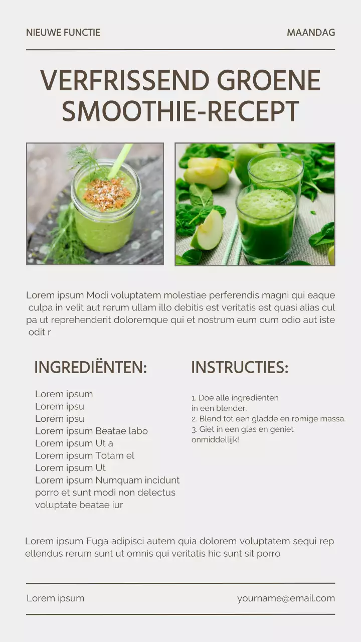 Groen en Grijs Natuurlijk Verfrissend Groene Smoothie-Recept