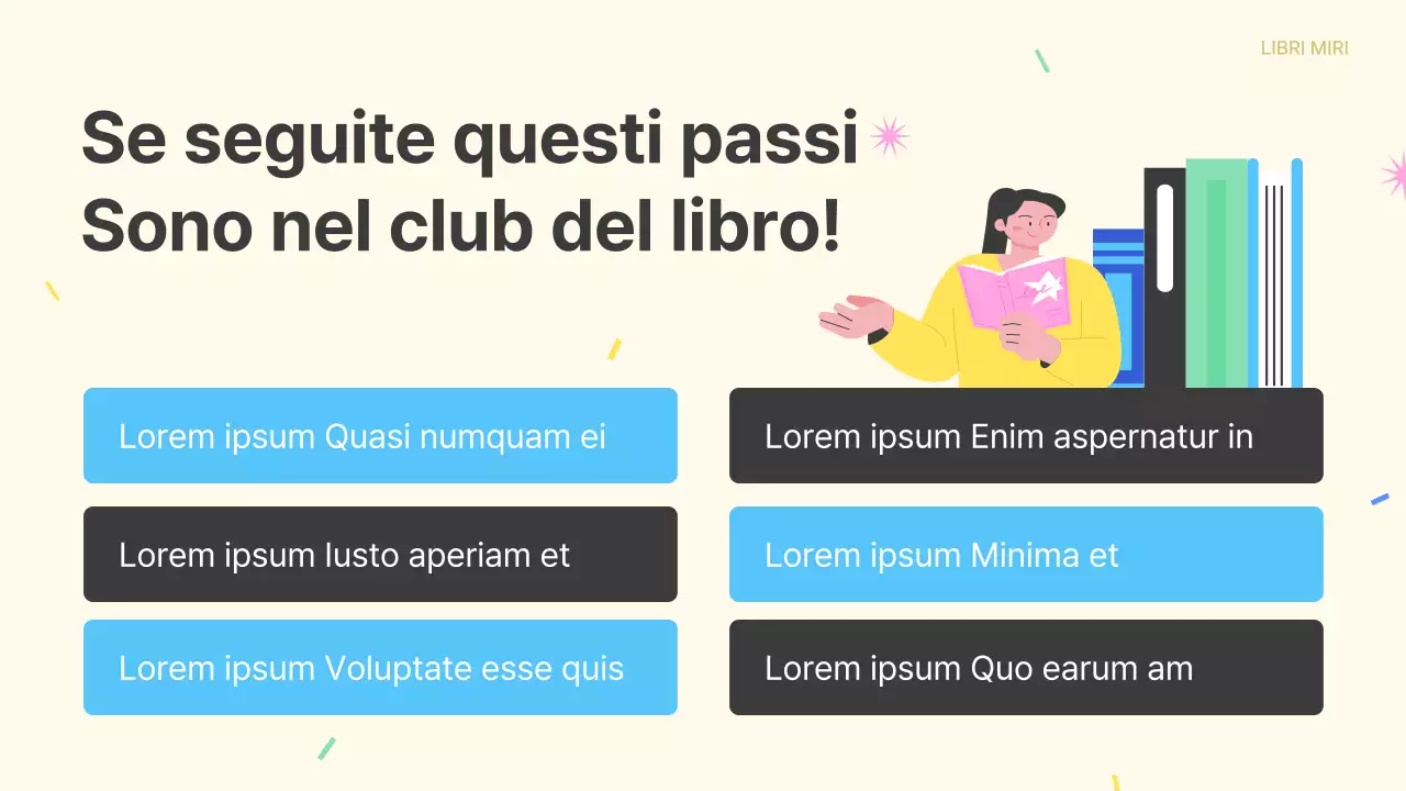 Promuovere l'adesione a un club del libro giallo e azzurro
