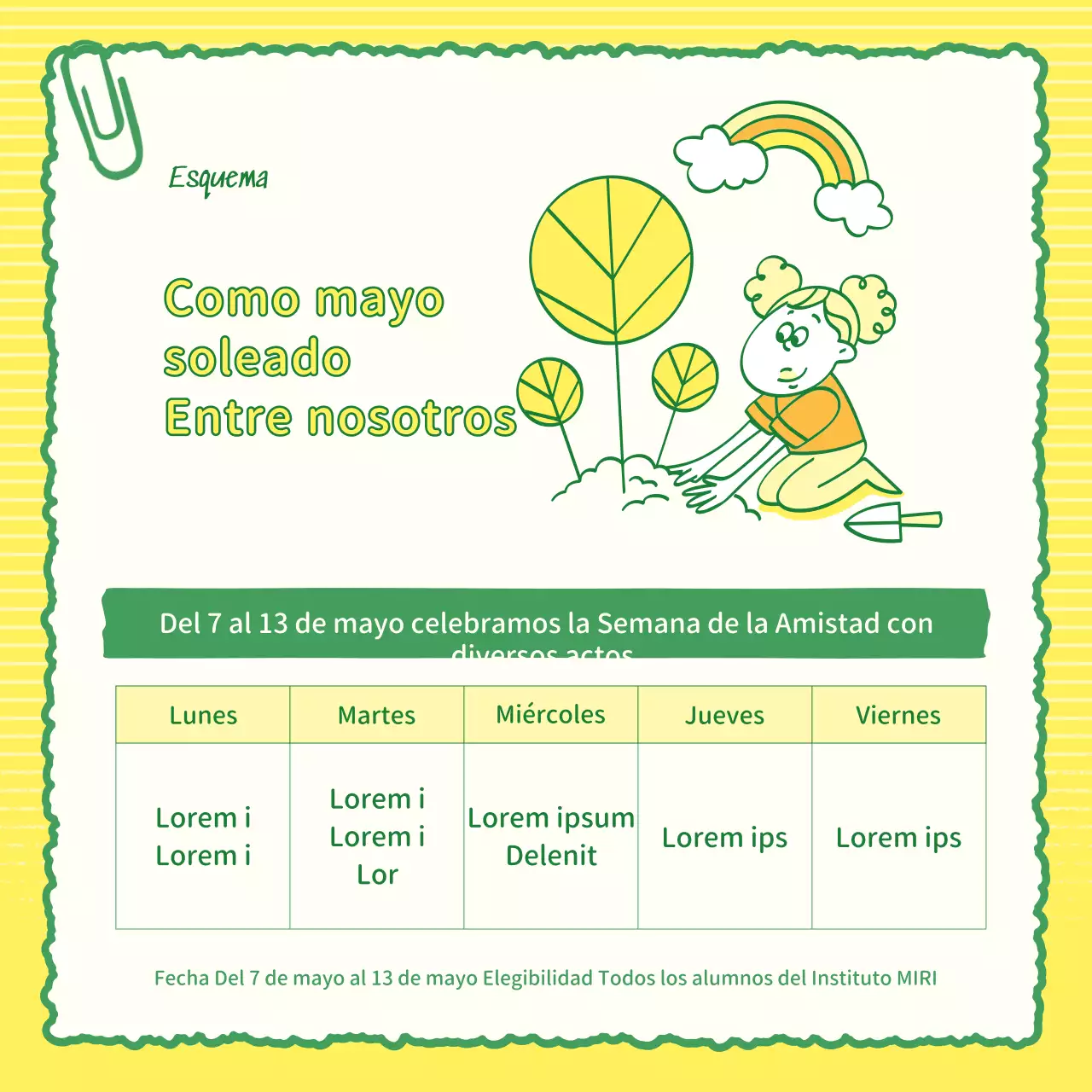 Una campaña de amistad kitsch en amarillo y verde