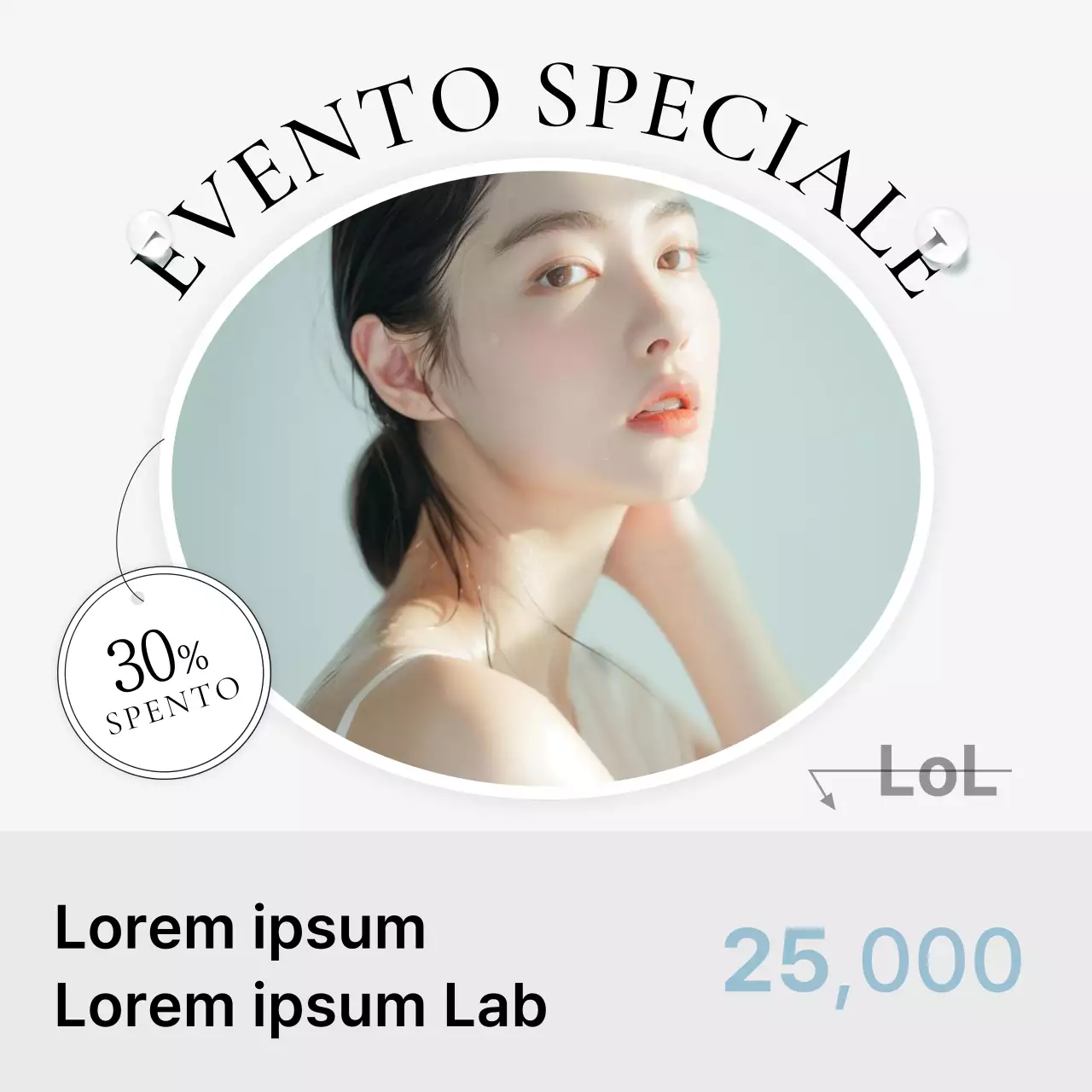 Social media kit di marketing ospedaliero per promuovere un semplice studio dermatologico in bianco e azzurro.