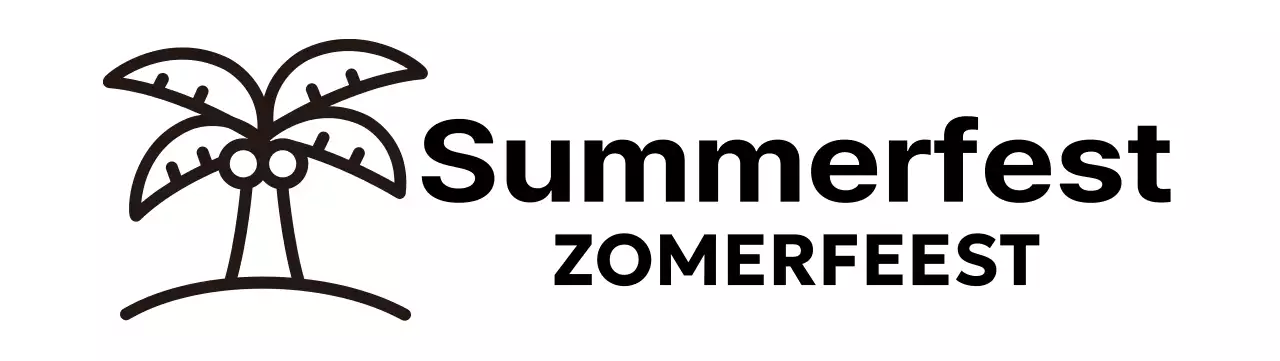 Een luchtig zomerfestival met illustraties van palmbomen