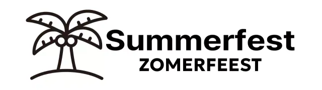 Een luchtig zomerfestival met illustraties van palmbomen