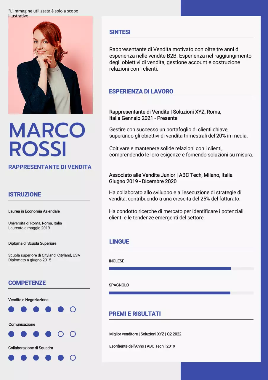 Portafoglio moderno per rappresentanti di vendita in bianco e blu