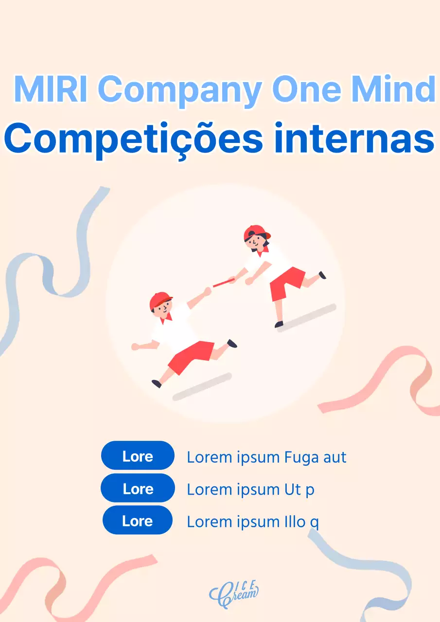 Um folheto simples para o dia desportivo da empresa em azul e bege