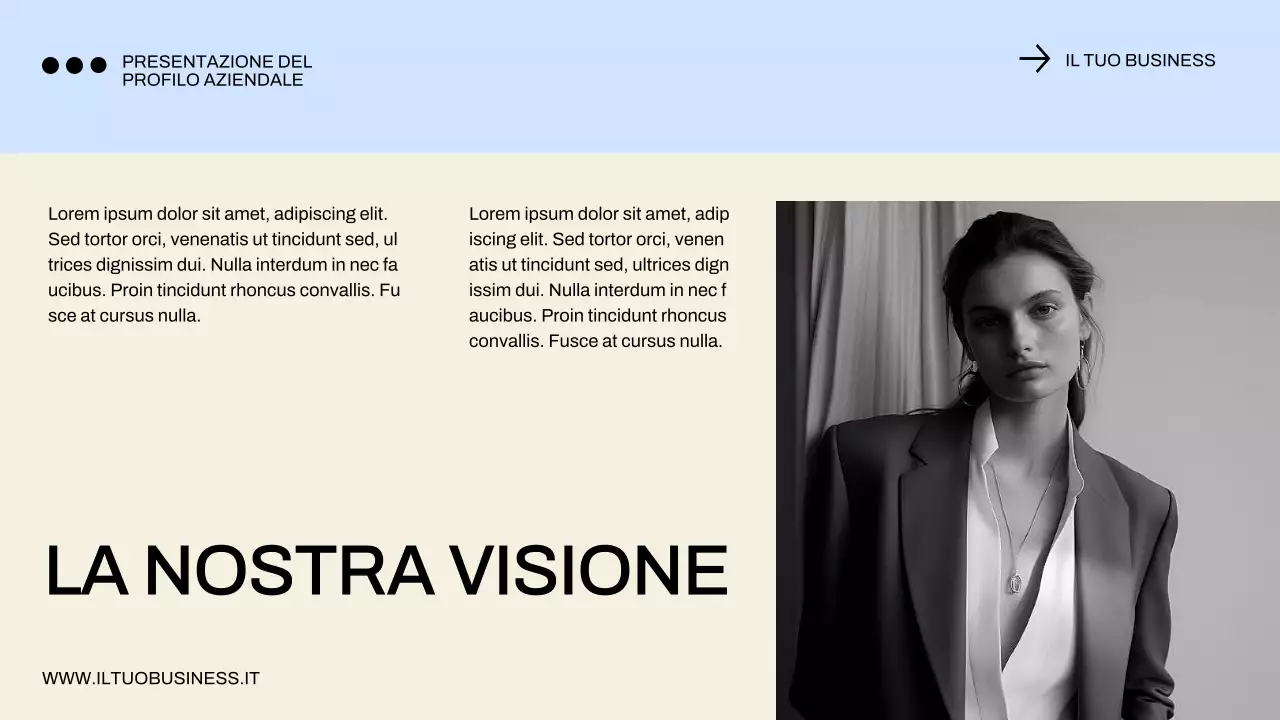 Profilo aziendale minimale blu e nero