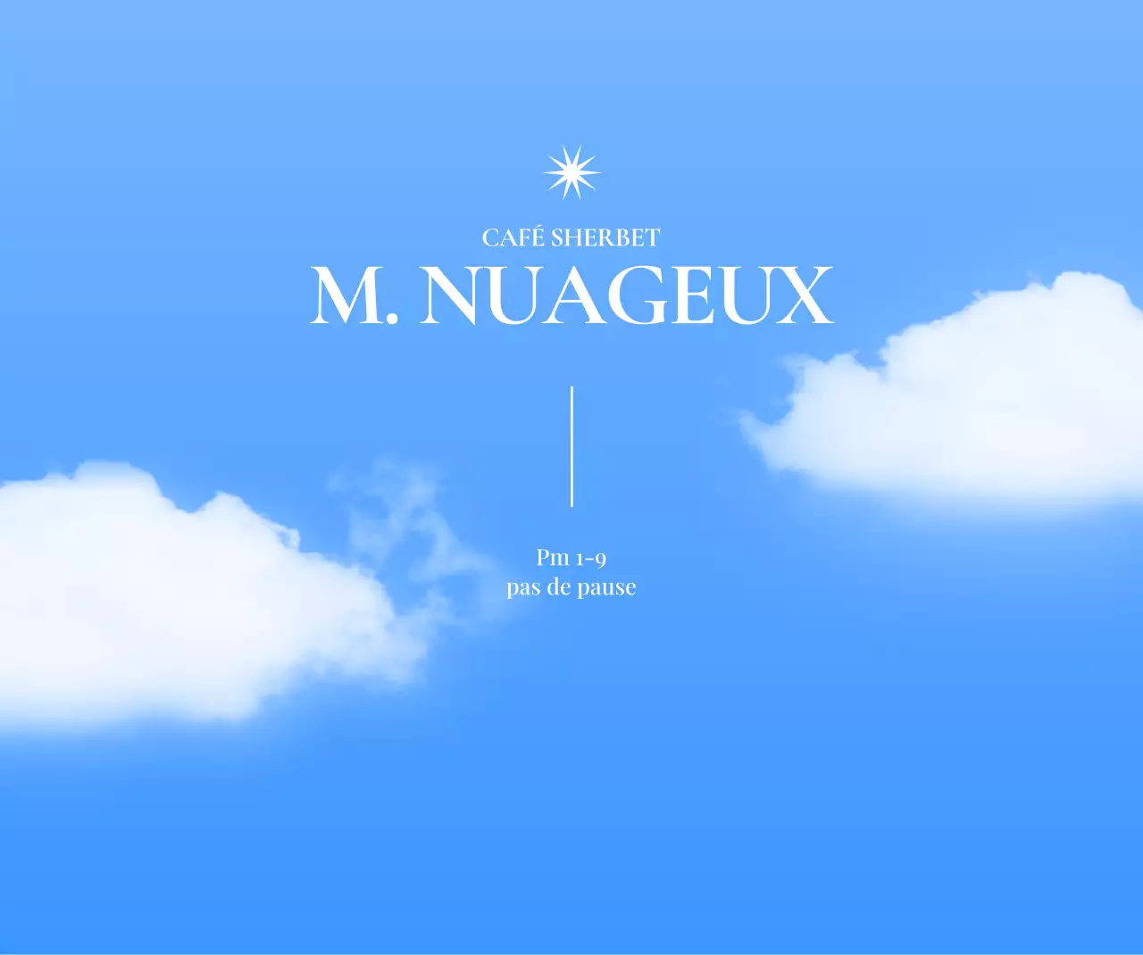 Un dessin lyrique avec des nuages flottant dans un ciel bleu