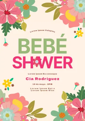 Colorida y vibrante invitación floral de acuarela para baby shower