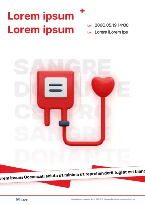 Moderno cartel de la campaña de donación de sangre en rojo y blanco