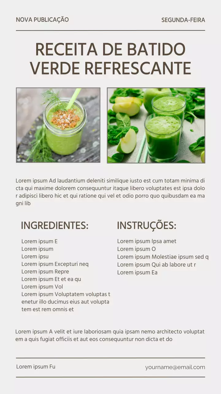 Receita de Smoothie Verde e Cinzento Natural Refrescante