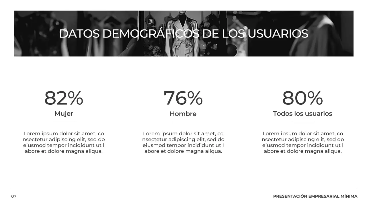 Blanco y negro Perfil empresarial mínimo Presentación de producto