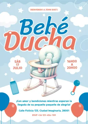Azul Naranja Liso Moderno Mensaje de Bienvenida Cartel de Baby Shower