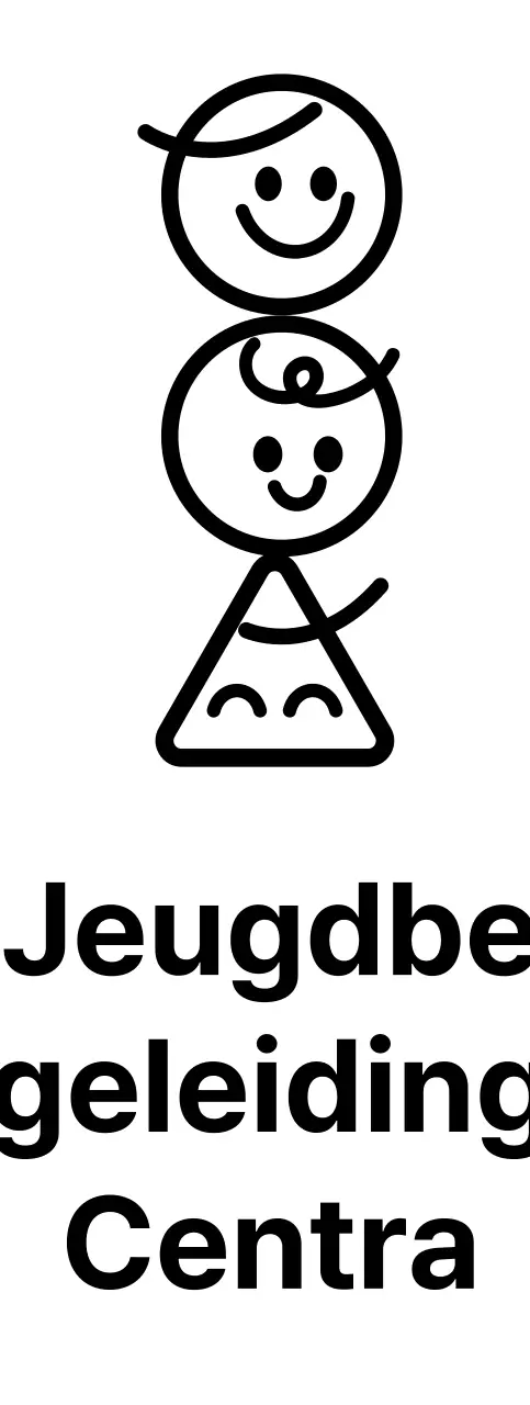 Een schattig uitziend bureau van een jeugdadviescentrum met kinderillustraties en -tekst