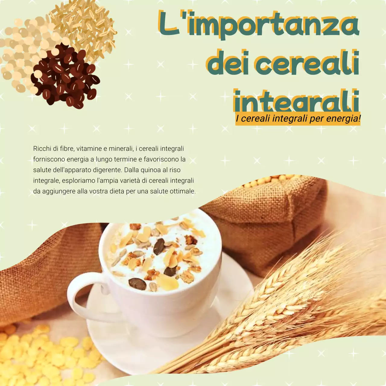 Pubblicità verde e gialla su alimenti e diete sane e moderne