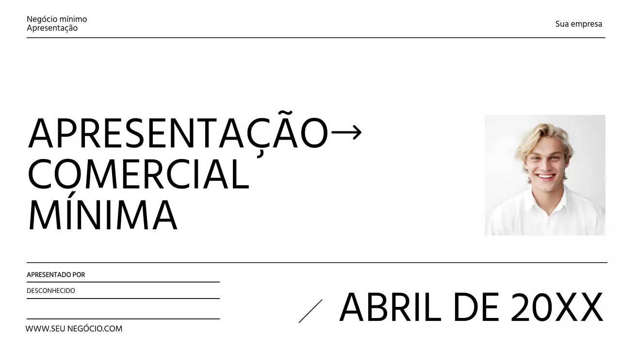Apresentação comercial minimalista a preto e branco