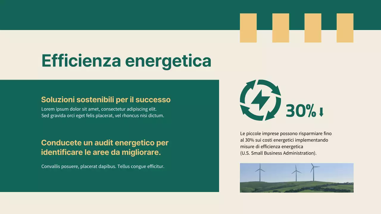Verde e giallo Strategia di soluzioni sostenibili per le imprese semplici