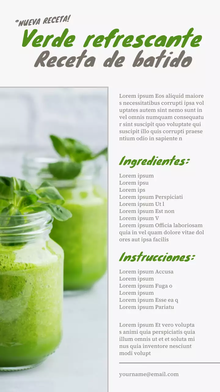 Receta de batido verde refrescante natural Green and White