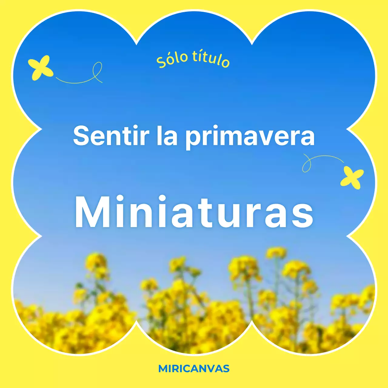 Portada minimalista de fondo primaveral en amarillo y azul