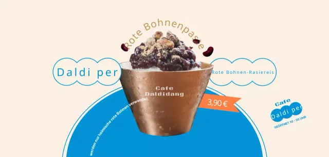 Sommerliches Rasiereis aus roten Bohnen in Blau und Beige fördern