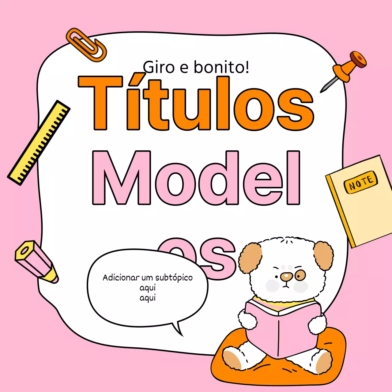Capa de moldura de título gira em laranja e cor-de-rosa