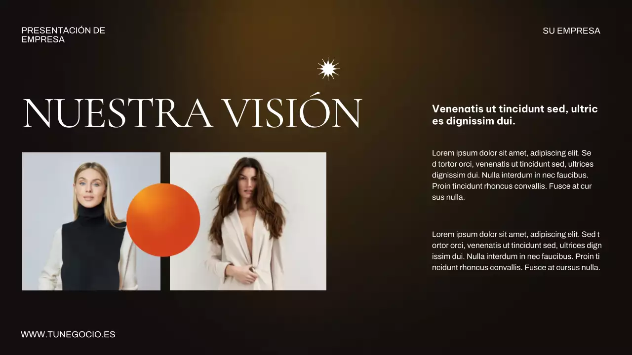 Presentación empresarial naranja y marrón