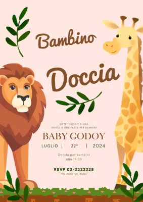 Invito per baby shower Safari marrone e verde