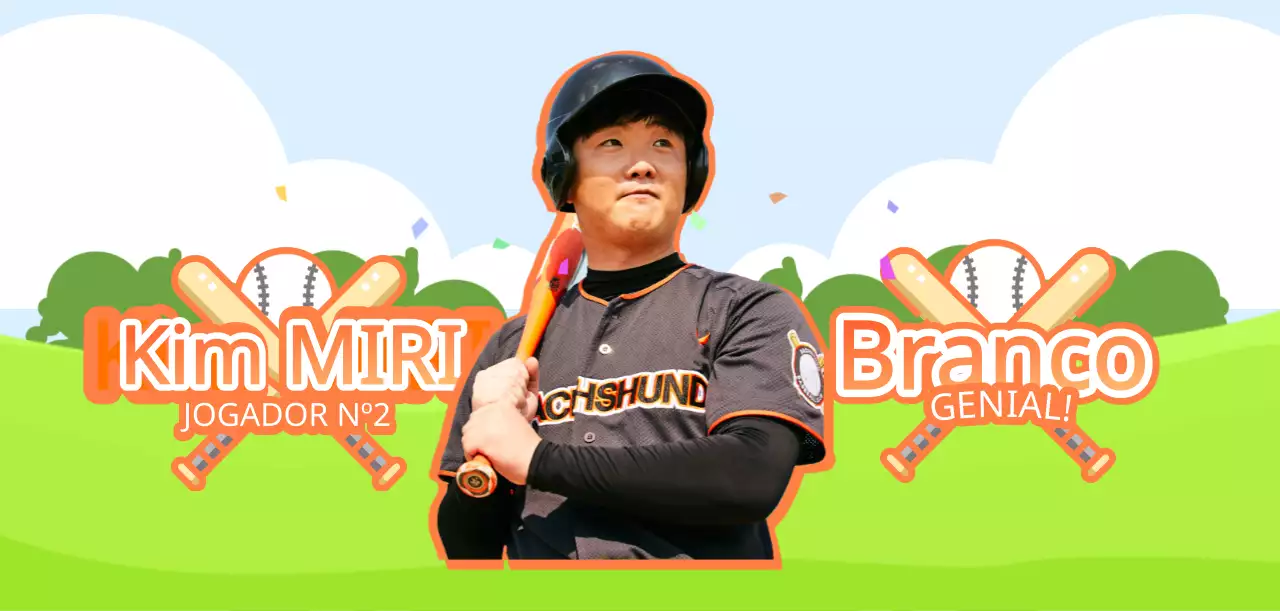 Ilustração de um campo de basebol laranja e verde, conceito de claque